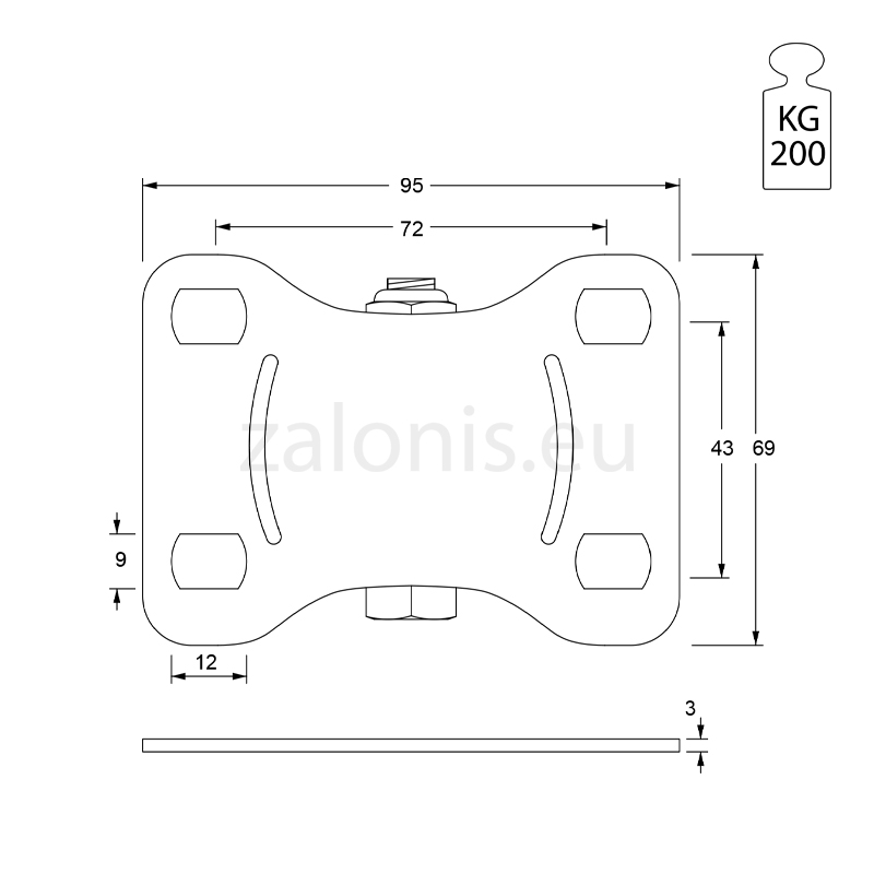 HEAVY DUTY CASTER D.65 - NON ROTATING